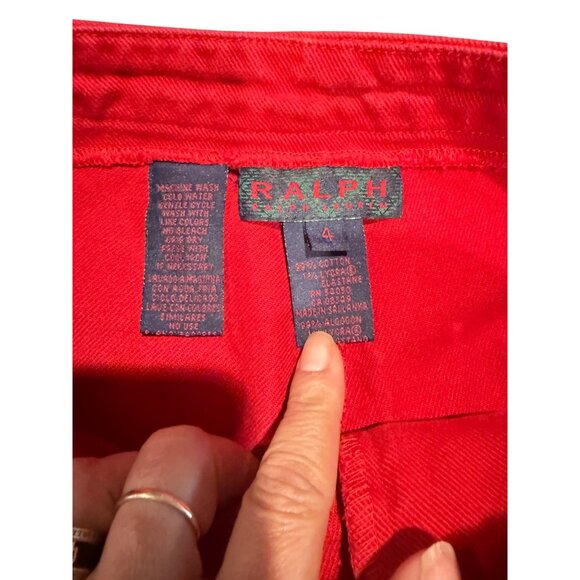 Ralph Lauren Black Label Cherry Red High-Waisted Cotton Straight Leg Pants Sz. 4 - Picture 7 of 8